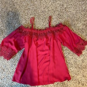 By&by hot pink off the should top with straps, size medium